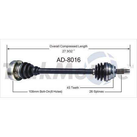 Surtrack Axle Cv Axle Shaft, Ad-8016 AD-8016